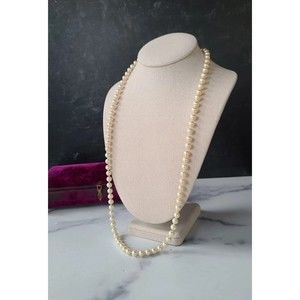 Vintage Hand Knotted Faux Pearl Necklace